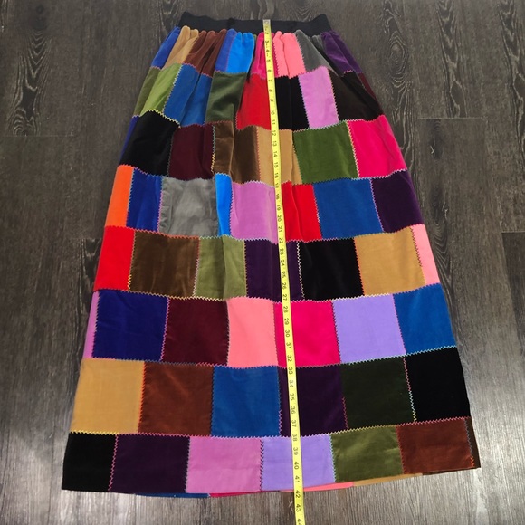 Vintage 1970โs Velvet Patchwork Maxi Skirt - Picture 7 of 11
